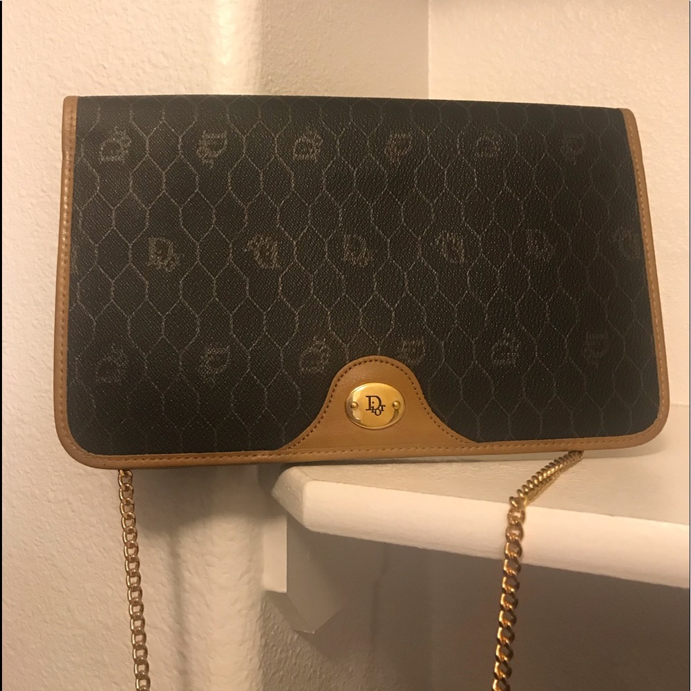 Auth vintage Christian Dior Honeycomb chain strap